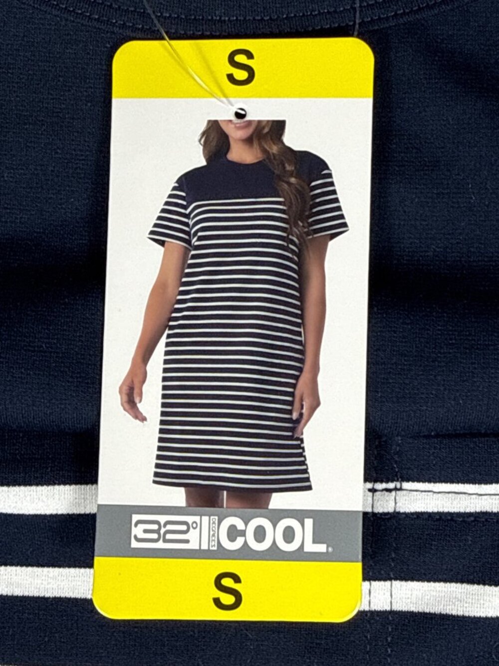 32 Degrees Cool Womens Navy & White Striped Short Sleeve Dress S - Picture 2 of 8